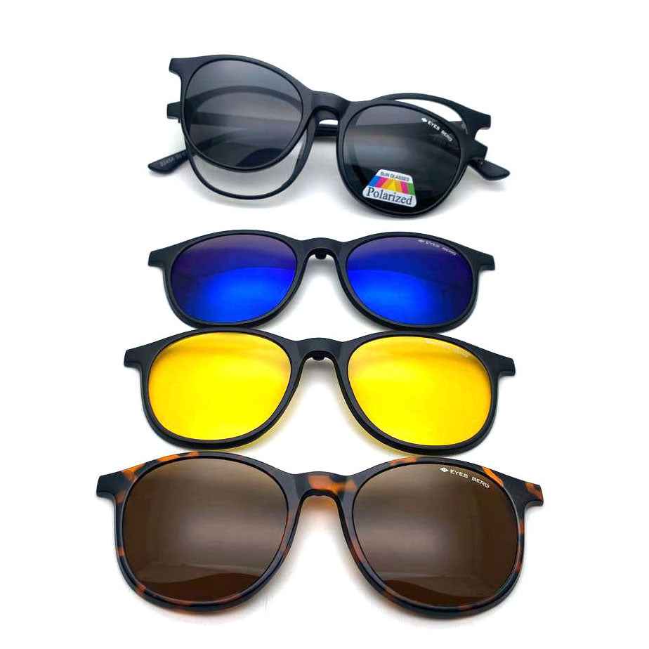 Clip-On Round 4 in 1 Sunglasses