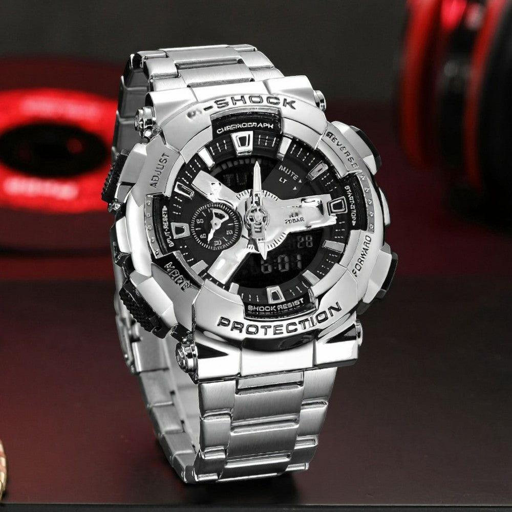 Premium Silver Black Watch