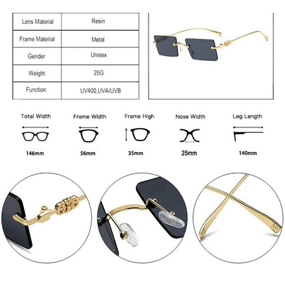 Reel Rimless Rectangle Unisex Sunglasses