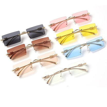 Reel Rimless Rectangle Unisex Sunglasses